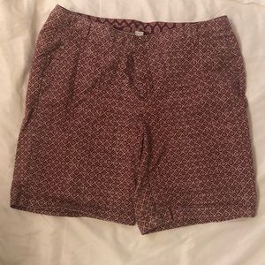 Women’s Shorts Burgandy and white